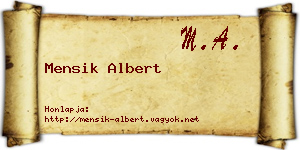 Mensik Albert névjegykártya